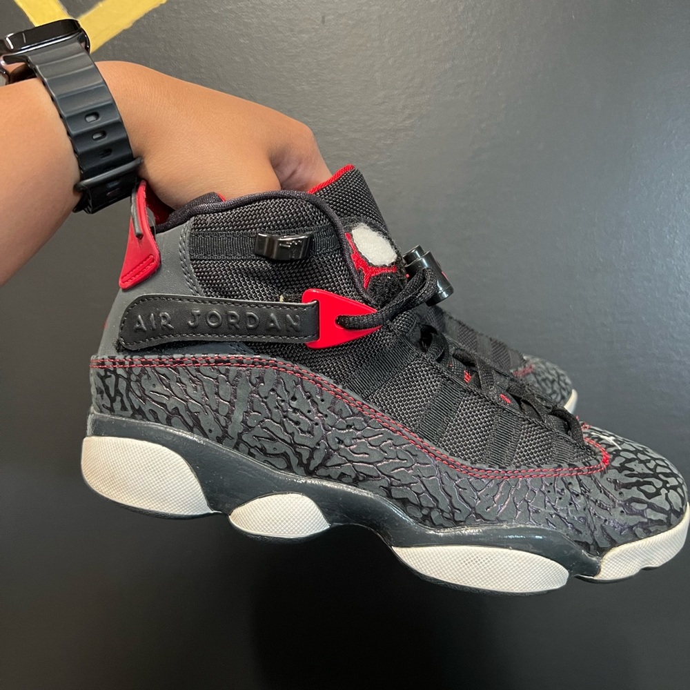 Jordan GS Six Rings Black and Varsity Red Sneakers